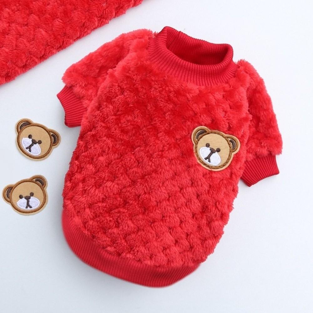 XS/S/M/L/XL/XXL Puppy Sweater Double-leg Plaid Cute Bear Print Pet Clothes Warm Dog Hoodies Soft Puppy Pullover Pet Dog Hoodies