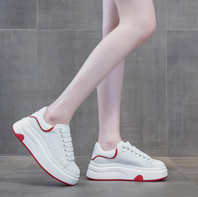 Fashion 6CM Microfiber Leather Boots Spring Summer Women Fashion Chunky Sneaker Vulcanize Autumn Motorcycle Platform Wedge Flats Shoes
