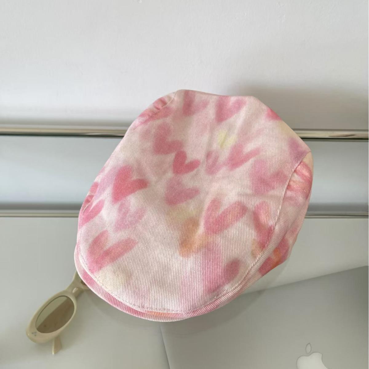 

Niche pink love forward hat children sweet versatile beret outdoor travel sun hat M（56-58cm） розовый