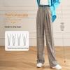 Women's High-Waisted Plaid Wide-Leg Casual Trousers