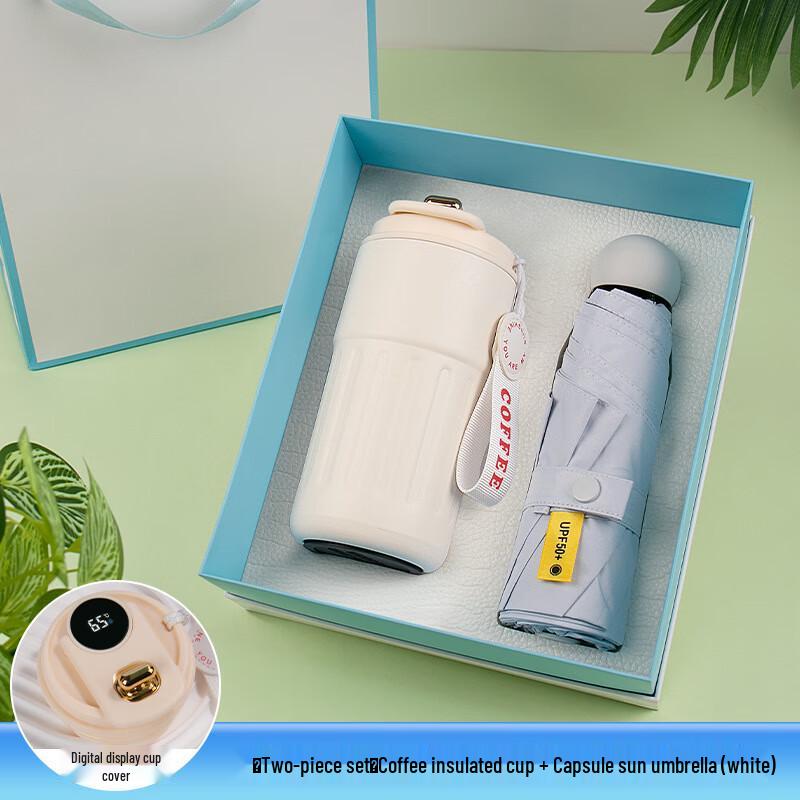 Handheld Fan Gift Set with Coffee Cup & Capsule Umbrella