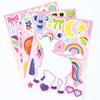 12Sheets Rainbow Horse Children DIY Puzzle Sticker Games Unicorn Birthday Party Make A Face Funny Assemble Jigsaw Stickers Gifts
