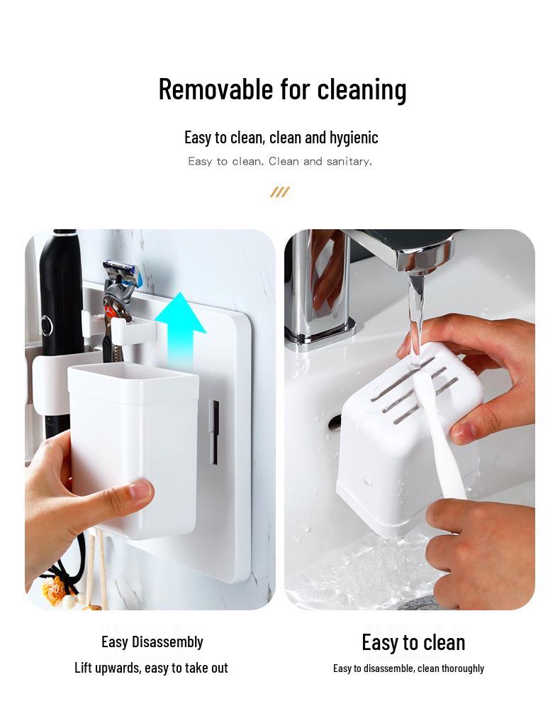 Punch-Free Wall-Mounted Bathroom Toothbrush & Toothpaste Holder Set