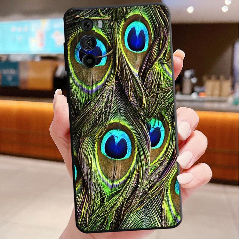 Phone Case For Motorola Edge 50 40 Pro 60 50 40 30 Ultra Neo Fusion Moto G85 G72 G53 G54 G84 G13 G32 Peacock Feathers