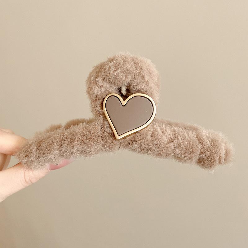 Fashion Autumn and Winter Plush Grab Clip Women's Winter Back Head Hair Shark Clip Hairpin Hairpin Large Hairy Hairpin Headwear