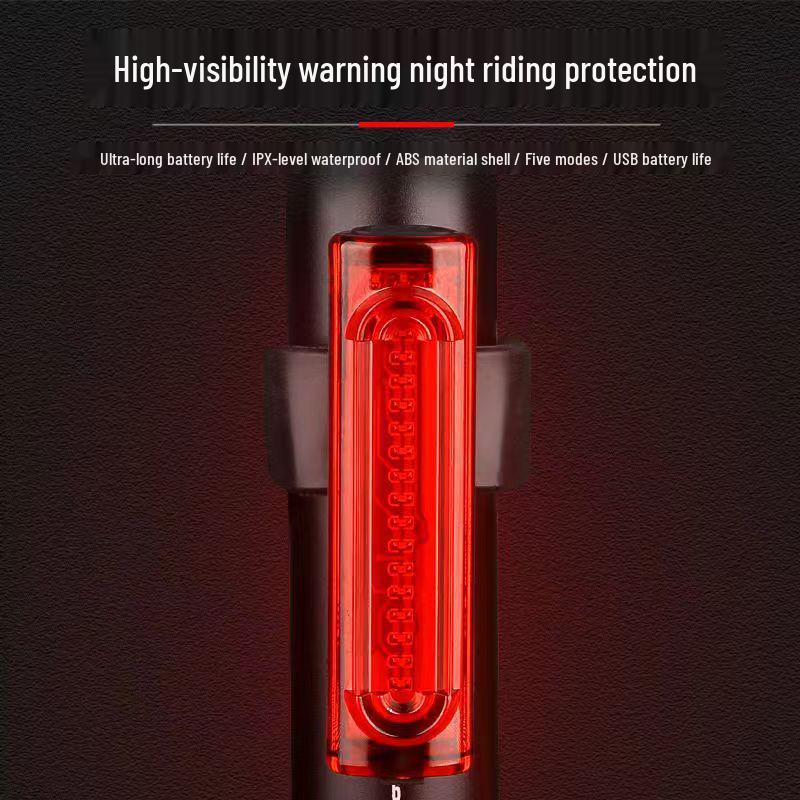 Bicycle USB Rechargeable Tail Light - Long Battery Life, Night Riding Brake Alert for Road Bikes