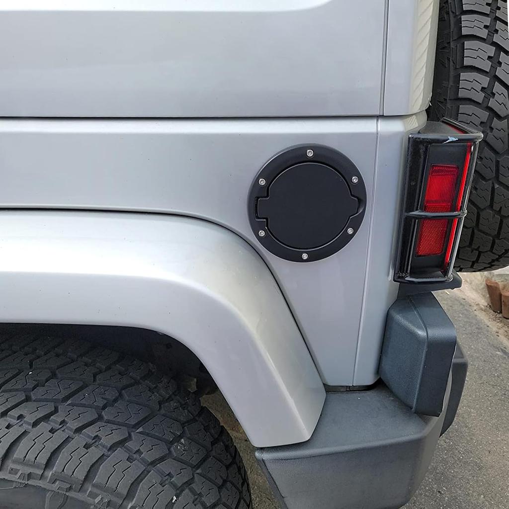Black Gas Cap Cover Fuel Filler Door Cover Compatible with 2007-2017 Wrangler JK JKU 2/4-DOOR(NOT FOR 2018+ JL MODELS)