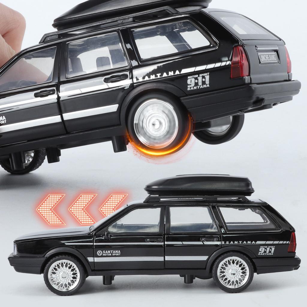 1/32 VolksWagenwerk Santana Wagon Alloy Metal Diecast Model Car Sound & Light Pull Back Classic Simulation Collection Hobby Gift