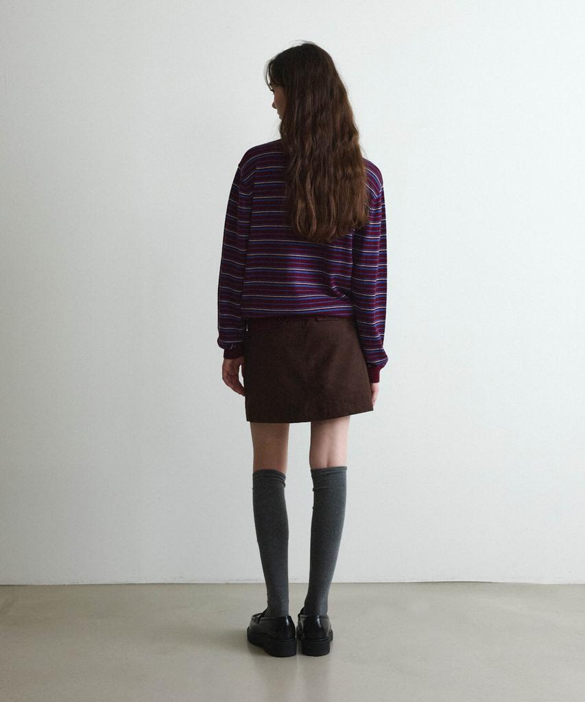 COVERNAT WOMAN Striped Collar Knit Burgundy