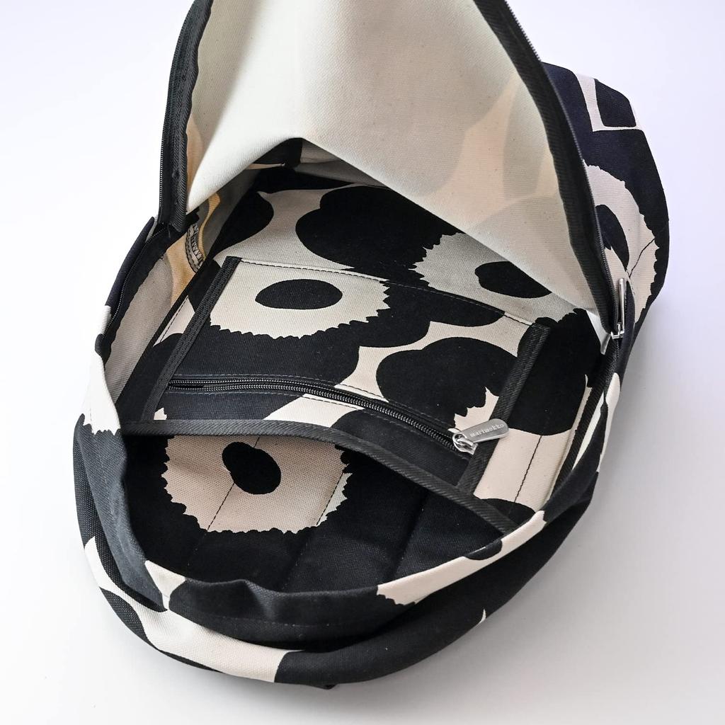 Marimekko Enni Unikko Backpack, Black and Off-White, 091650 192 [Product Code]