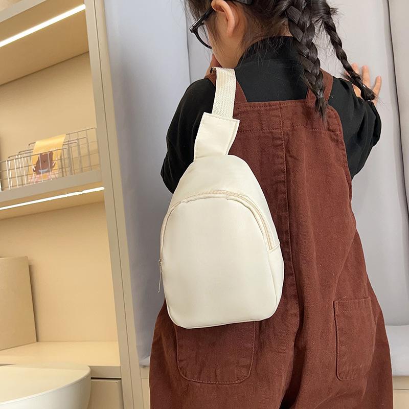 New Children's Solid Color Light and Versatile Breast Bag Simple Trend Fashion Boys and Girls Single Shoulder Oblique Span Bag