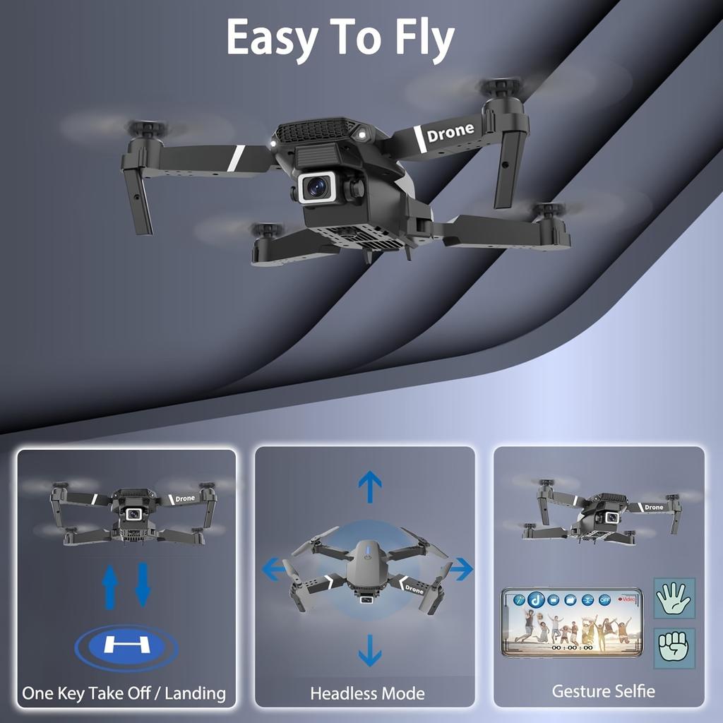 HD Foldable Drone, Equipped With 1/2/3 Batteries, Dual HD Cameras, Foldable Rc Drone With APP Control, Real-time Video Remote Control Quadcopter