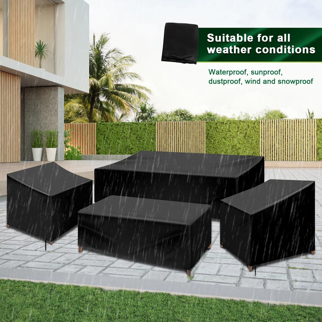 4Pcs Patio Furniture Cover Set Heavy duty Waterproof Patio Furniture Cover Oxford Cloth Outdoor Furniture Cover with Drawstring
