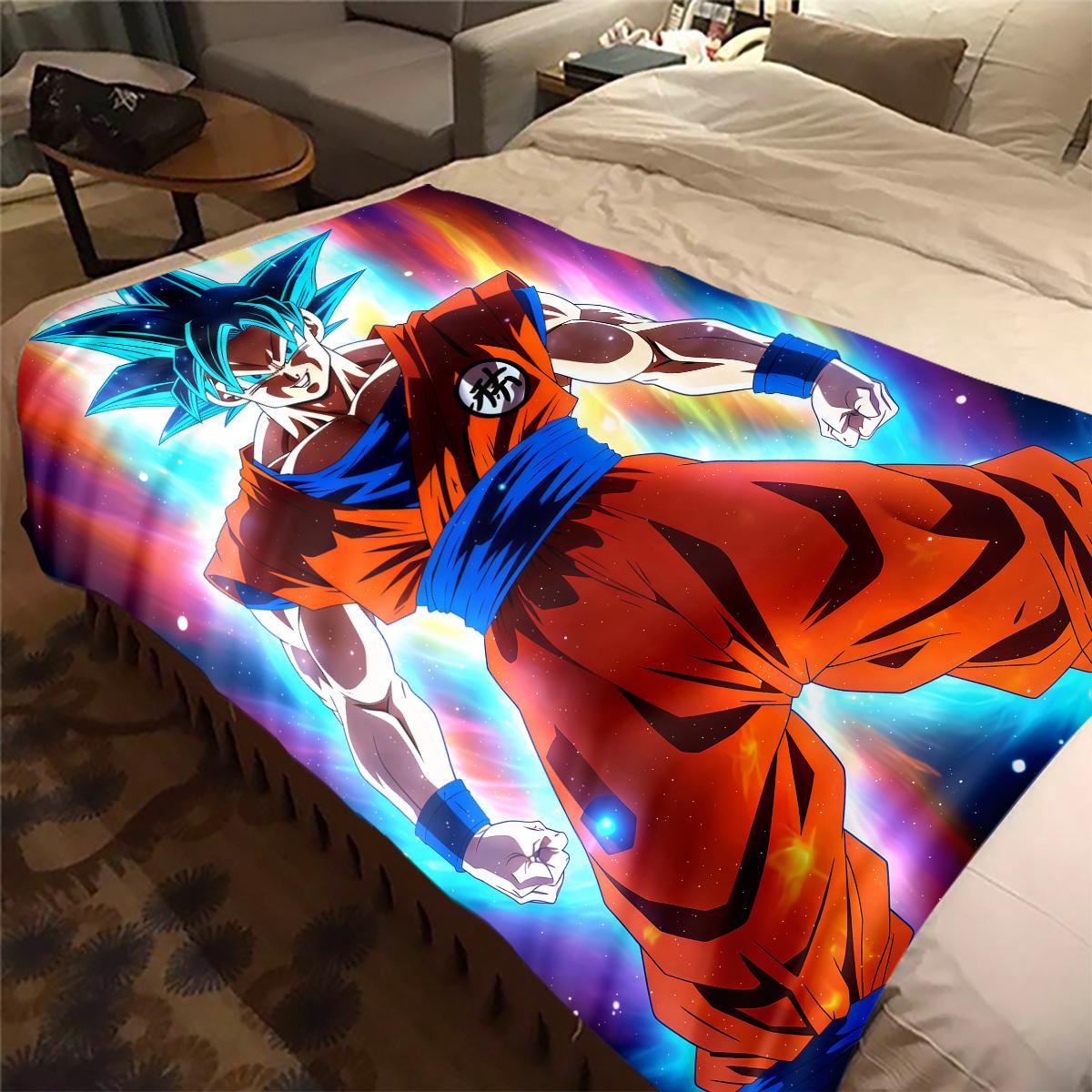 

1 шт. Плед із фланелі з принтом Son Goku, Високоякісний, Для всіх сезонів, Декор для дому, Тепло та затишок, Ідеальний для різдвяних подарунків 80cm x 120cm