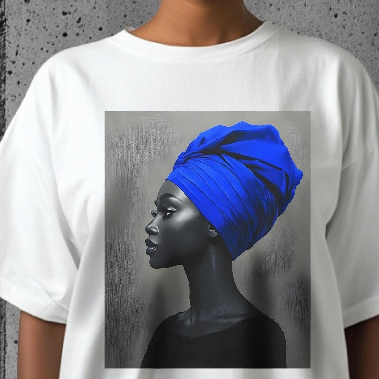 African Woman Graphic Tee: Black and White Ethnic T-Shirt 3XL