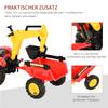 Pedal Tractor with Trailer, Front Loader, Adjustable Bucket, Tractor Pedal Vehicle for Children from 3 Years Red