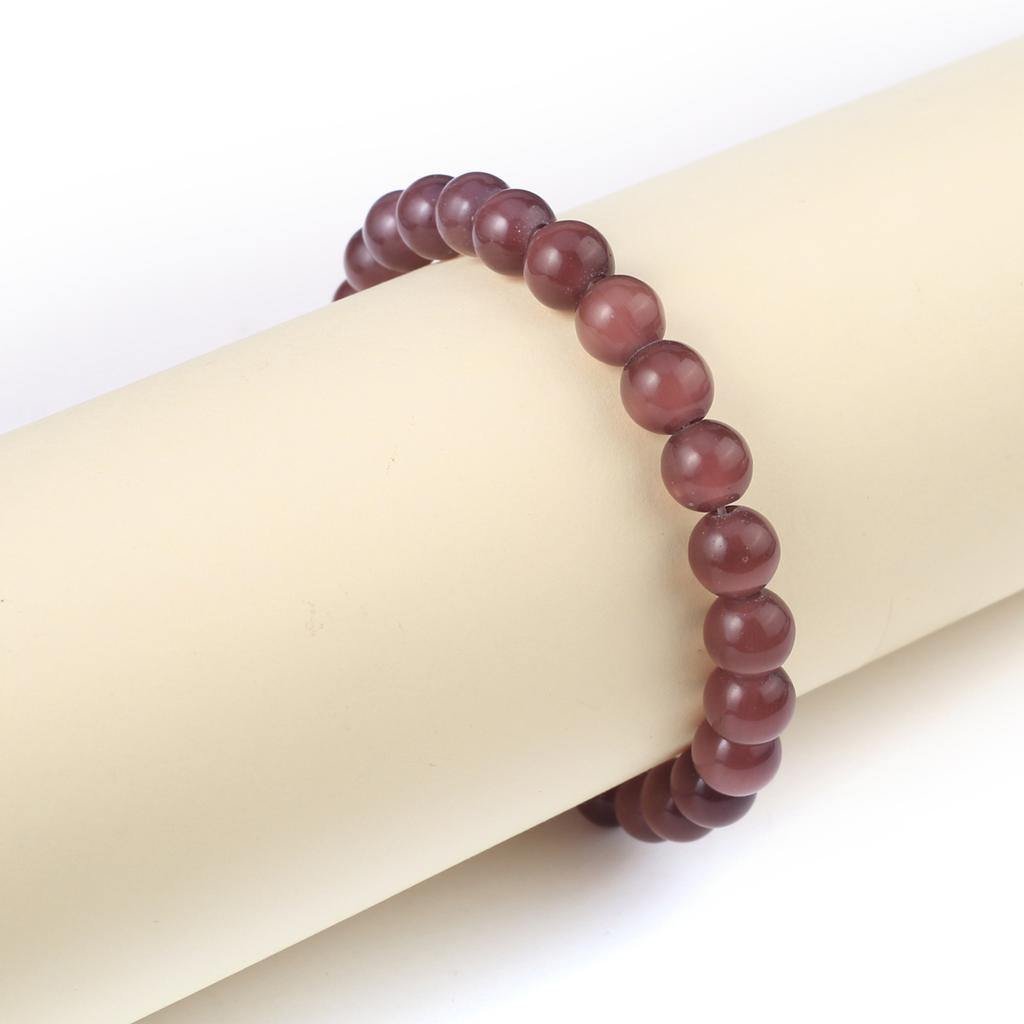 Γυναικείο Βραχιόλι Φυσική Πέτρα Χάντρες Μάτι της Γάτας 8X8 MM Γούρια Για Γυναίκες Ρομαντικό Δώρο Γενεθλίων