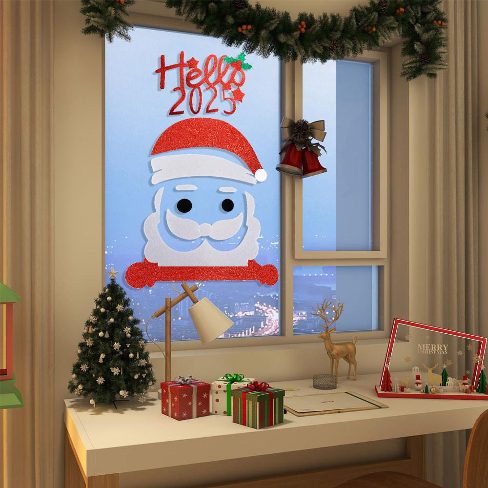 Festive Christmas Door Decorations Featuring Adorable Reindeer And Snowman Felt Window Stickers For Home Holiday Cheer