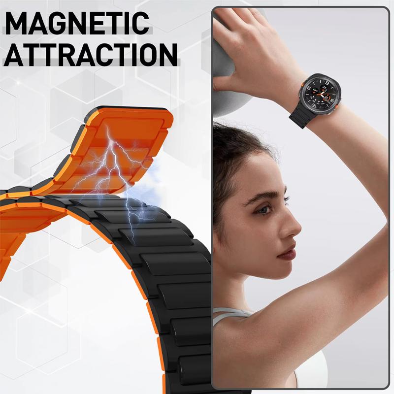 Silicone Strap for Samsung Galaxy Watch 8 44/40mm Magnetic Adjustable Wristband for Galaxy Watch 8 Classic 46mm No Gaps Bracelet