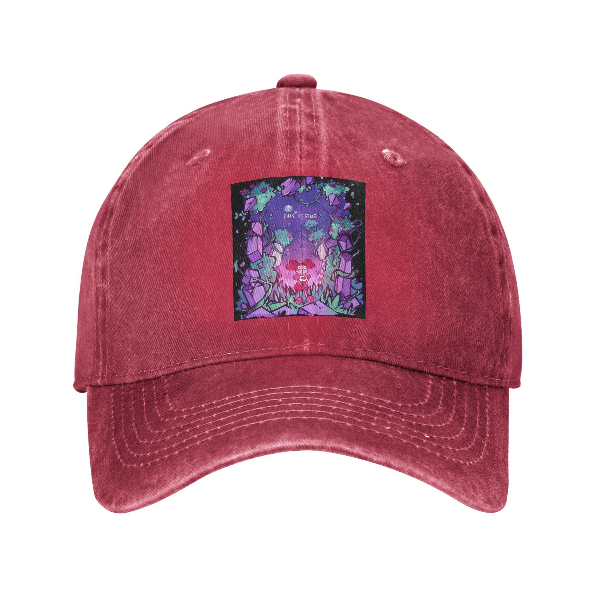 This is Fine Steven Universe Washed Denim Cap Casual Baseball Caps Adjustable Hat Summer Unisex Baseball Hats One Size
