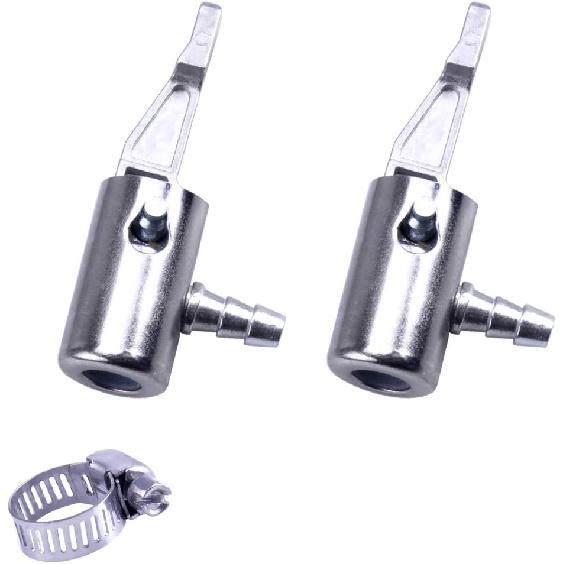 1/4" Lock On All Metal Air Chuck,Mini Air Compressor Portable Tire Inflator Tire Chuck, Hose End with Barb Connector for Hose Repair Inflate
