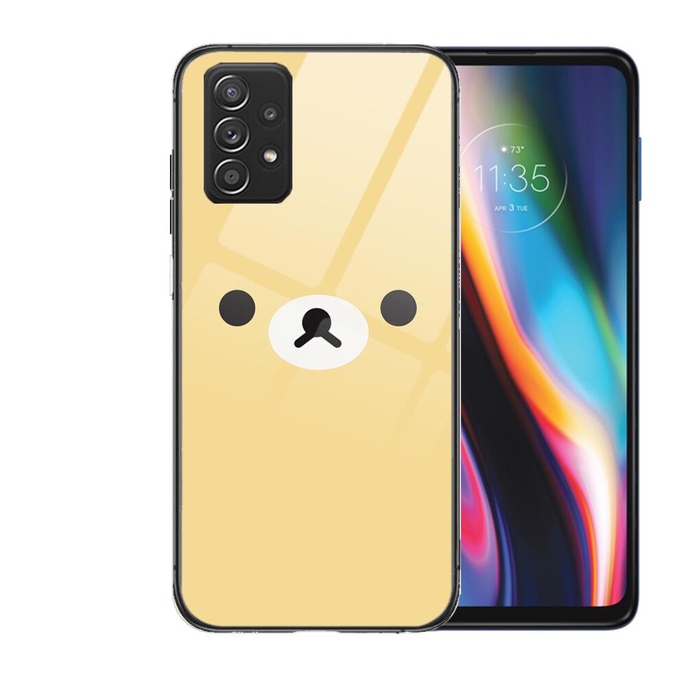 TOPLBPCS Nettes Rilakkuma-Gehäuse aus gehärtetem Glas für Samsung Galaxy A51 A71 A60 A70S A70 A80 A21S A41 A20E A50 A30S 5g A32 A40S