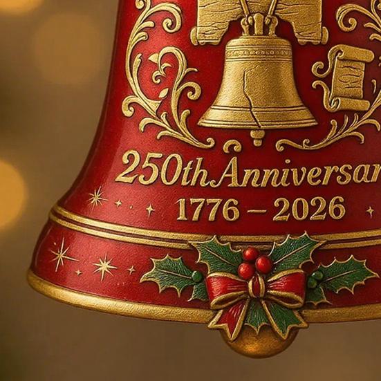 United States 250th Anniversary Bell Ornament Patriotic Commemorative Doorbell Xmas Tree Hanging Decoration for Home Garden Decor