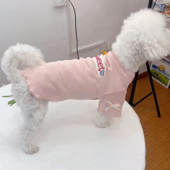 Kæledyr Sommer T-shirt Flæse Kortærmet Sød Hundetøj til Katte Små Mellemstore Hunde Åndbar Sommer Kæledyrs Outfits
