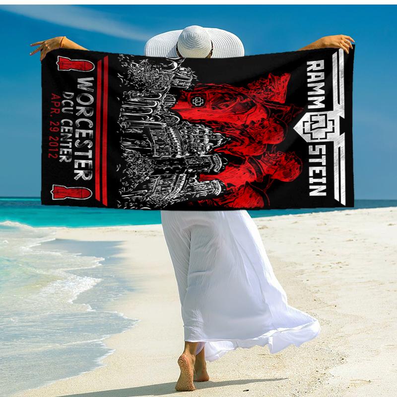 1pc Rammstein2 Beach Towel, Comfortable and Thick, and Swimming/Bath/Picnic/Camping Towel, Suitable for Seaside Beaches