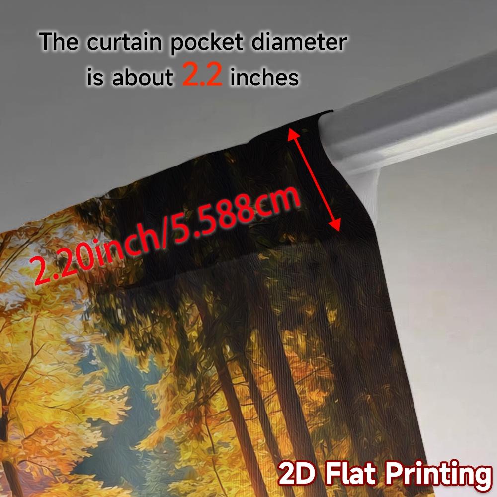 2pcs   2D FLAT PRINTING Curtains (Without Rod) Autumn Trail Modern Curtain Fabric Durable 100% Polyester Fabric Curtains Gifts