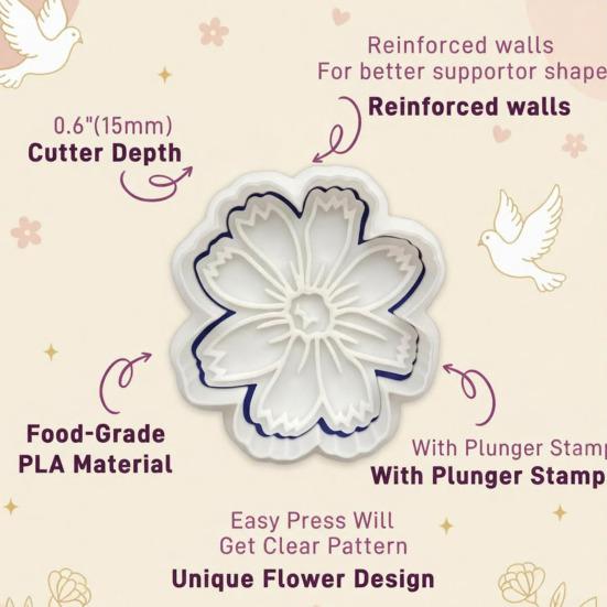 Flower Cookie Cutter Sunflower Rose Tulip Shape Biscuits Molds for Baking Fondant Pastry Biscuit Clay DIY Molds Gifts for Mother's Day Valentine's Day