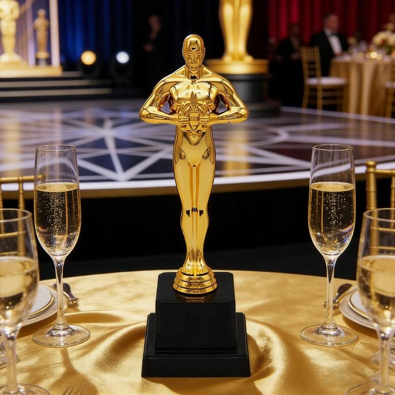 19cm/22cm/24cm Height Trophies Replicas Plastic Construction Golden Plated Award Statue For School Event And Decorations