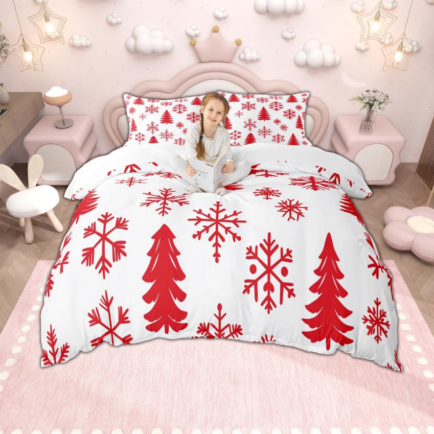 Homewish Girls Boys Christmas Duvet Cover Set, Kawaii Snowman Santa Claus Bedding Set, New  Theme Quilt Cover Set