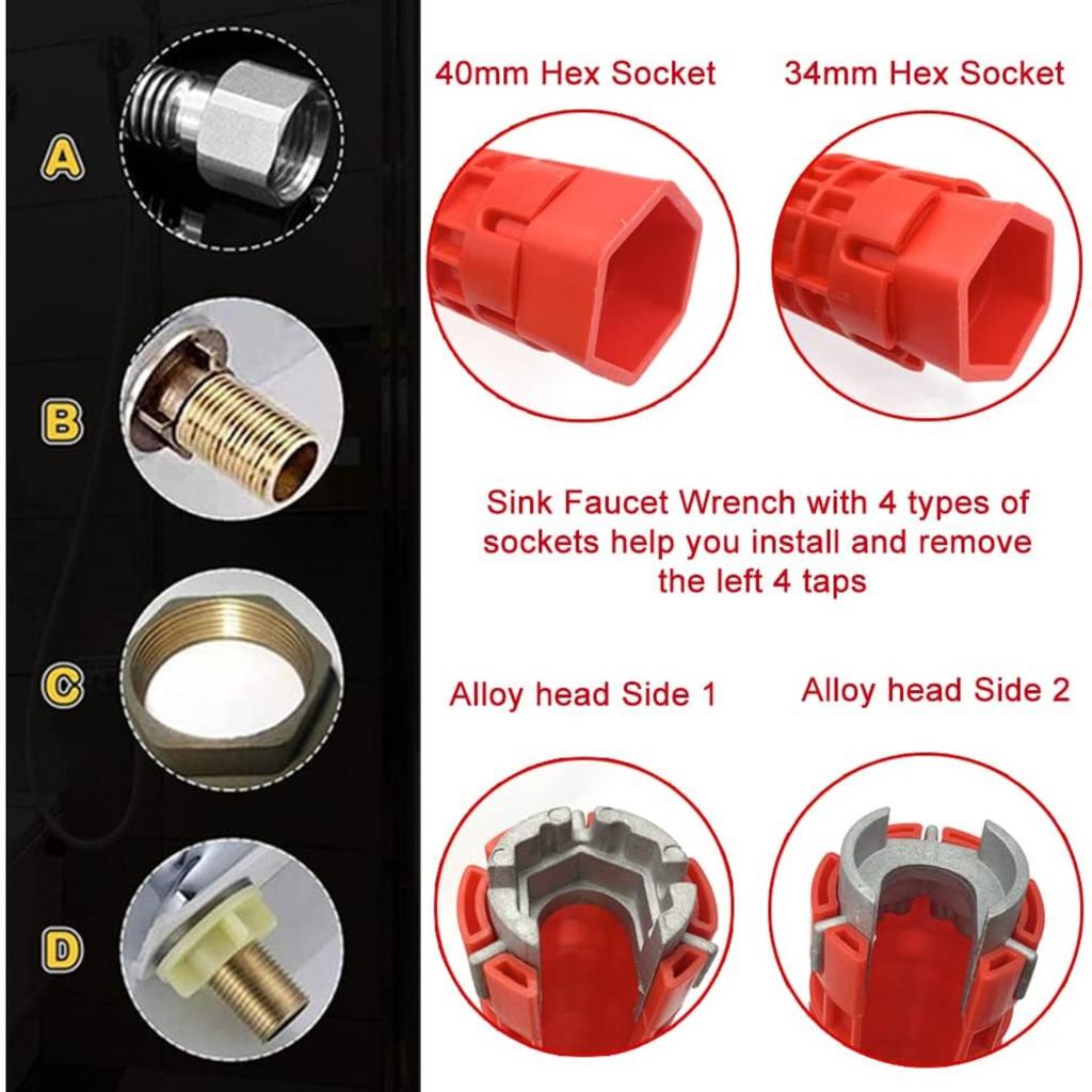 Sink Installer Tool, Sink Key Installer, Sink Faucet Installer, Multifunctional Sink Key, Double Head Key for Toilet Sink, Bathroom Tap, Kitchen Sanit