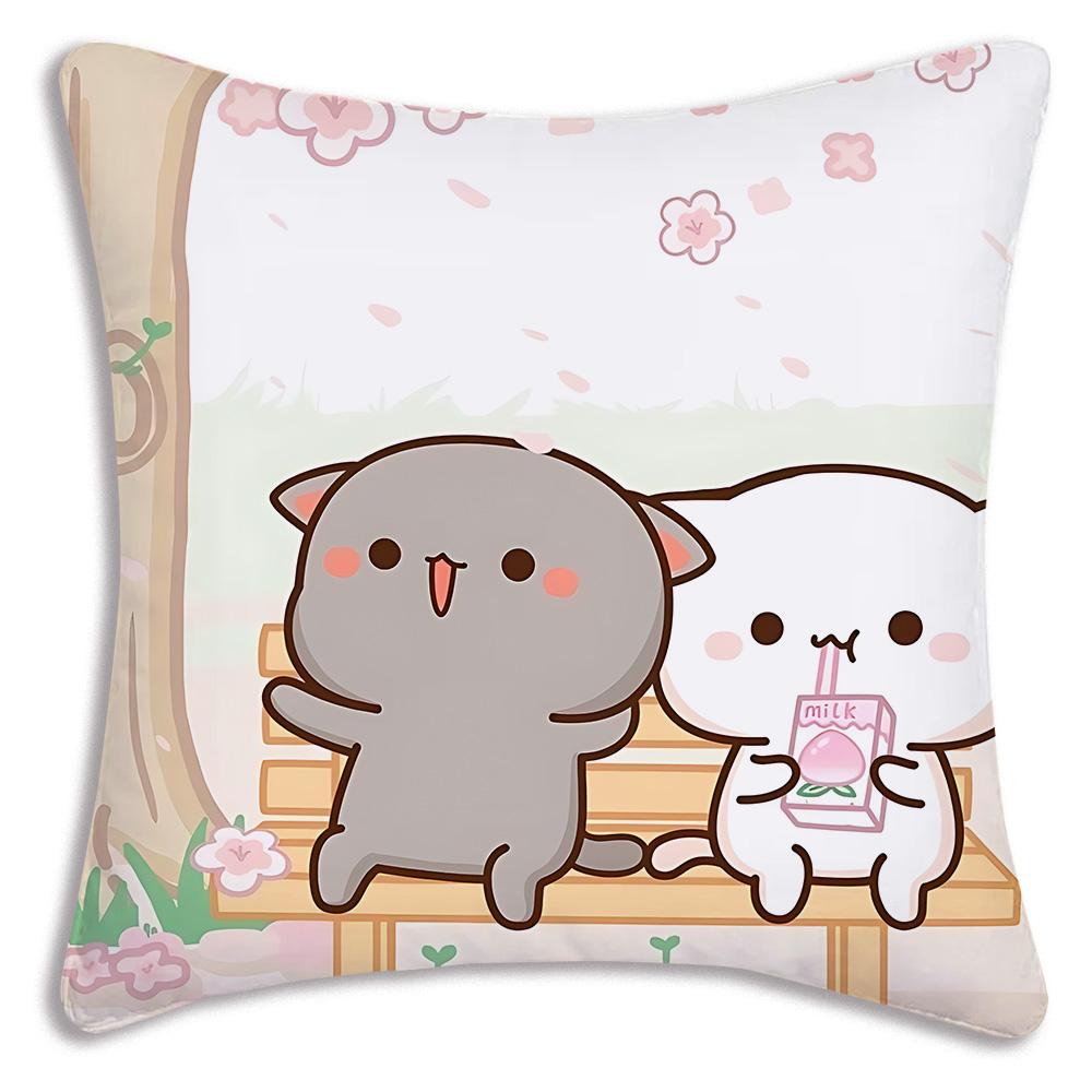 Cute PeachS And G-GomaS Pillow Covers Cartoon Sofa Decorative Home Double-sided Printing Short Plush Cute Cushion Cover