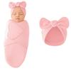 Bowknot Newborn Photography Blanket Flower Infant Swaddle Blanket Blanket Hat Set  Home Swaddling