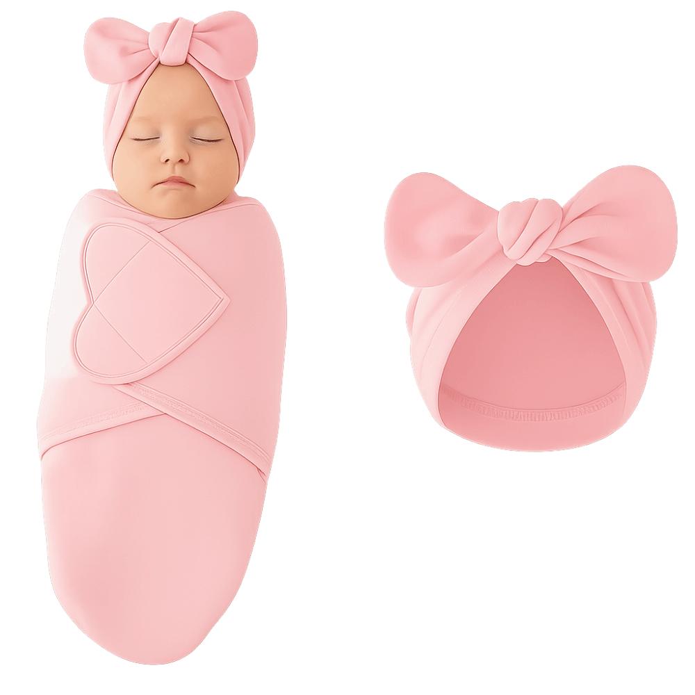Bowknot Newborn Photography Blanket Flower Infant Swaddle Blanket Blanket Hat Set  Home Swaddling