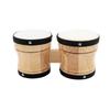 Wooden Drums Wood Finish Pair of Bongos Metal Rivets