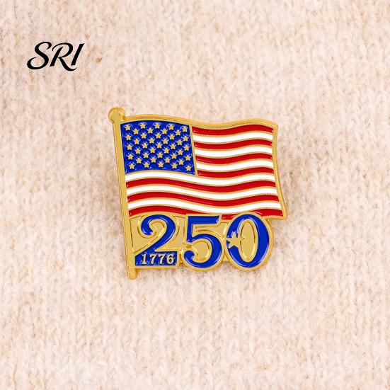 Fashion Brooch Liberty 250th Anniversary Commemorative Pin, American Flag Patriotic Lapel Brooch Artistic Accessory Metal 250 Years Semiquincentennial