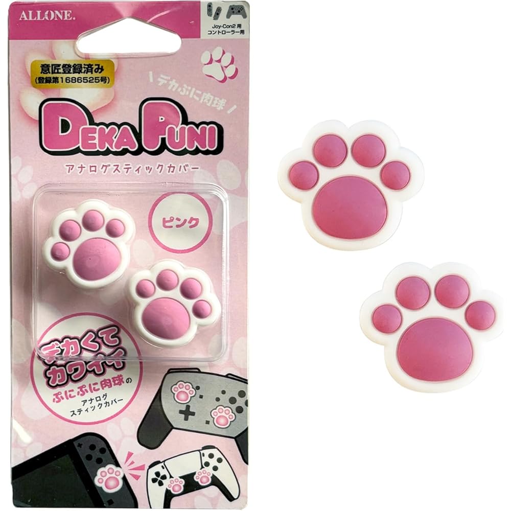 

Allone Switch2 Large Puni Analog Stick Cover Pink 2.5x0.8x2.3cm Silicone Material Cute Paw Design
