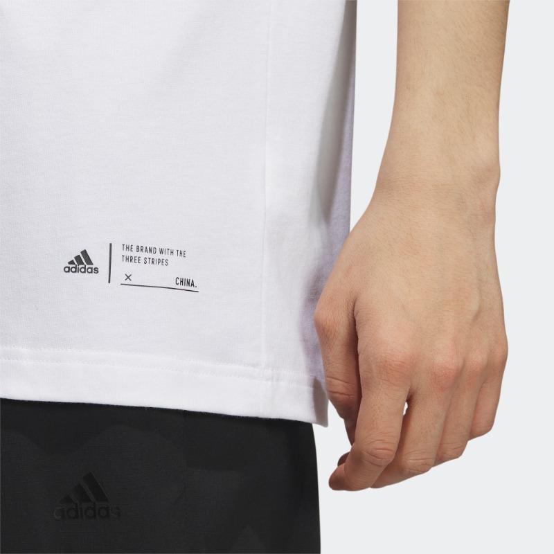 Adidas Alphabet Logo Cartoon Panda Print Round Neck Short Sleeve T-Shirt Men Tops White IP3966