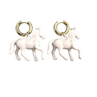 Einzigartige stereoskopische Pferde-Designs Hängeohrringe Edelstahlhaken Ohrzubehör Schmuck für Damen Mädchen
