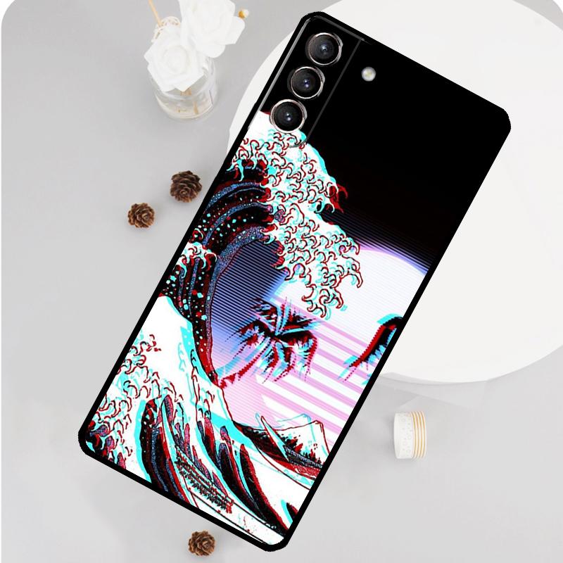 Great Wave Retro Cyber Statue Phone Case For Samsung Galaxy S26 S25 S24 S20 S21 S22 S23 Ultra S10 Plus S25 FE Funda Cover