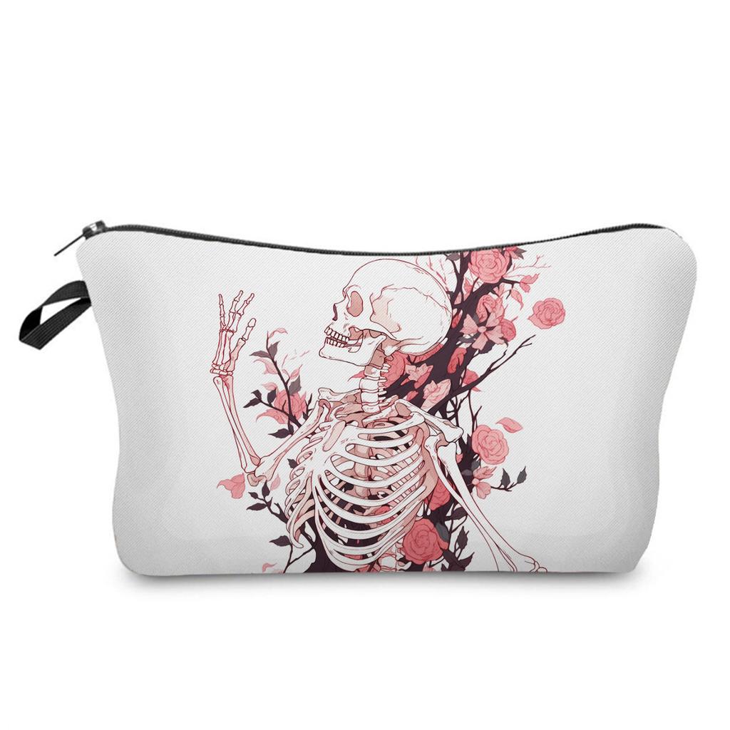 Women Skull Print Cosmetic Bag Toiletries Organize Travel Storage Case 6359