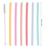 6pcs Portable Reusable Environmentally Friendly Silicone Drinking Straw with Cleaning Brush Set