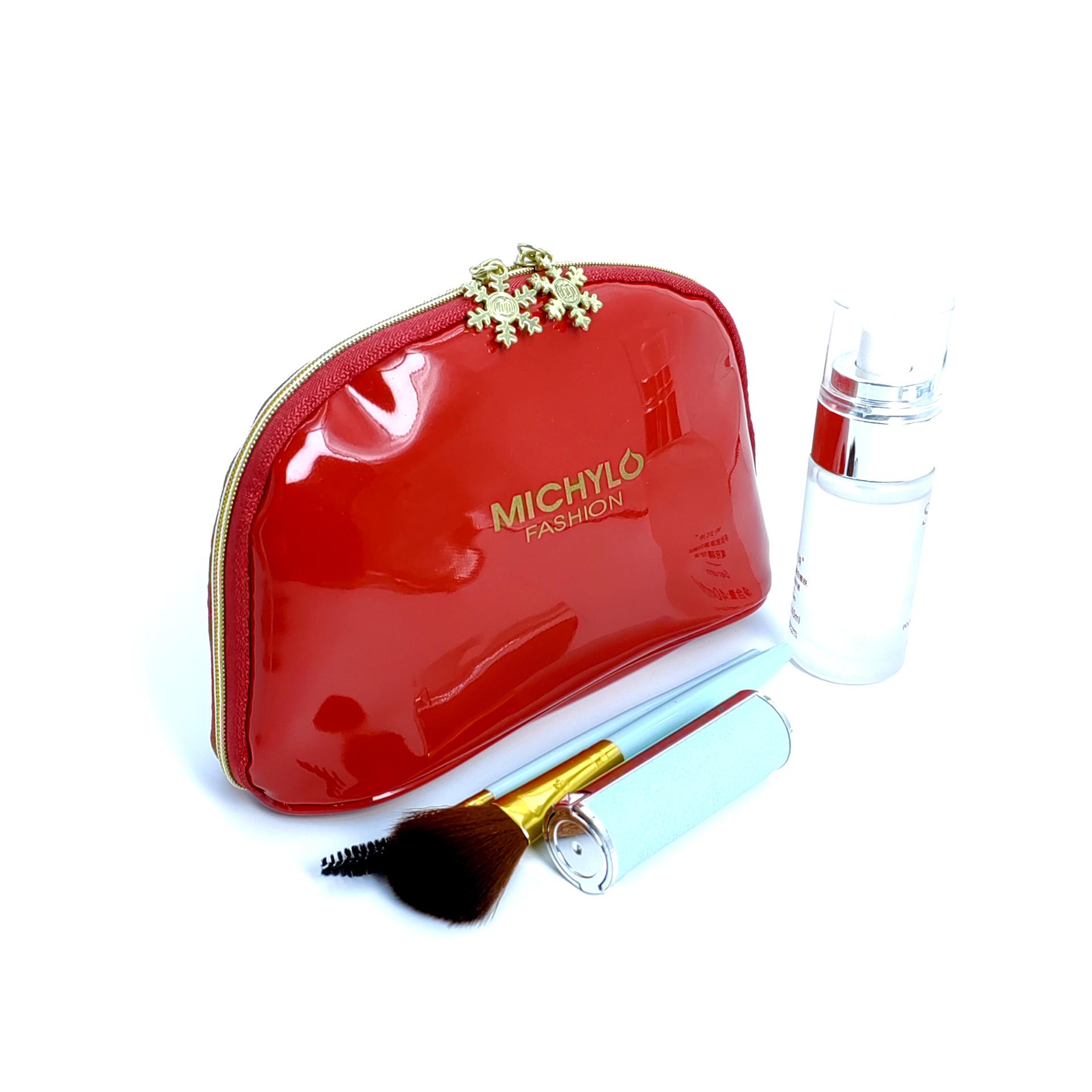 

Элегантный набор из зеркальной кожи и косметички: Три размера для путешествий и свадебных нужд