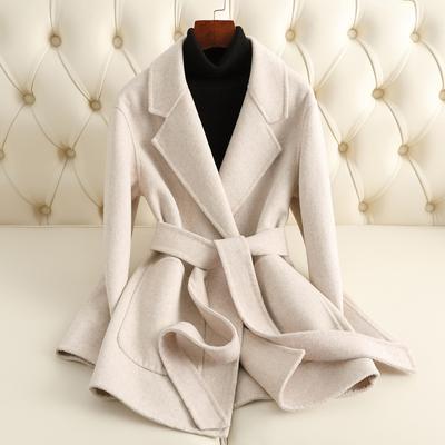 Double-sided Cashmere Coat Female Short Slim Women's Woolen Coats New Autumn Winter 100% Wool Thick Outwear Suit Collar Outwear
