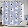 Blue Flower Cow Cartoon Print Bathroom Shower Curtain For Kids Bath Decor Home Decor Washable Fabric Waterproof