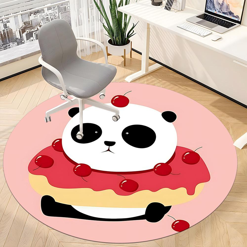 1pc Panda Donut Office Round Area Rug, Indoor Mat Suitable For Office, Under Office Chairs Bedroom Living Room Home Decor, Room Deco