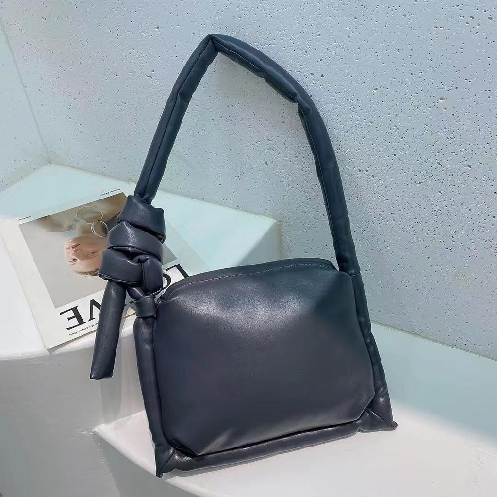 Han Nier, Foreign Style, Japanese And Korean Bag, Soft Leather, Retro Tied Knot Texture, Small Square Bag Diagonal